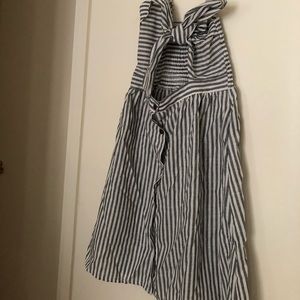 Stripped cut out bow front fold over cami dress